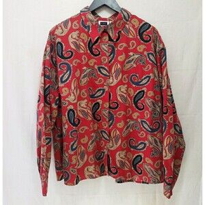 CST Sport 26W Crisp Rich Artistic Red Cotton Paisley Beautiful Blouse Shirt